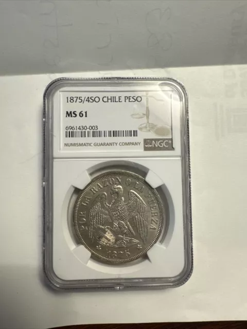 1875/4 Chile Peso NGC MS 61