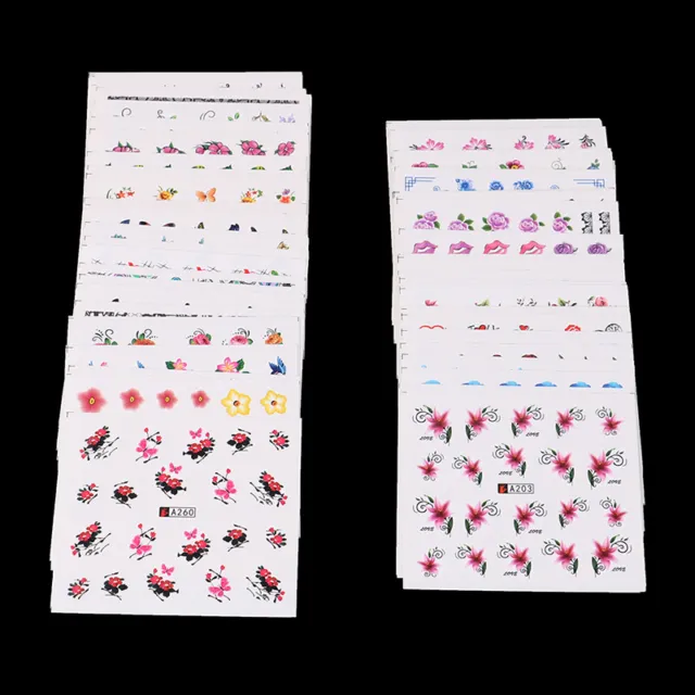 3D Nail Art Transfer Stickers 50Sheets Flower Decals Manicure Decoration Tips-wf