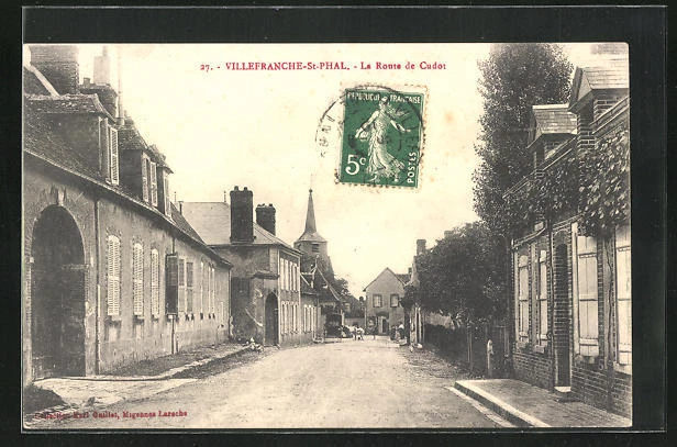 CPA Villefranche-St-Phal, La Route de Cudot 1912