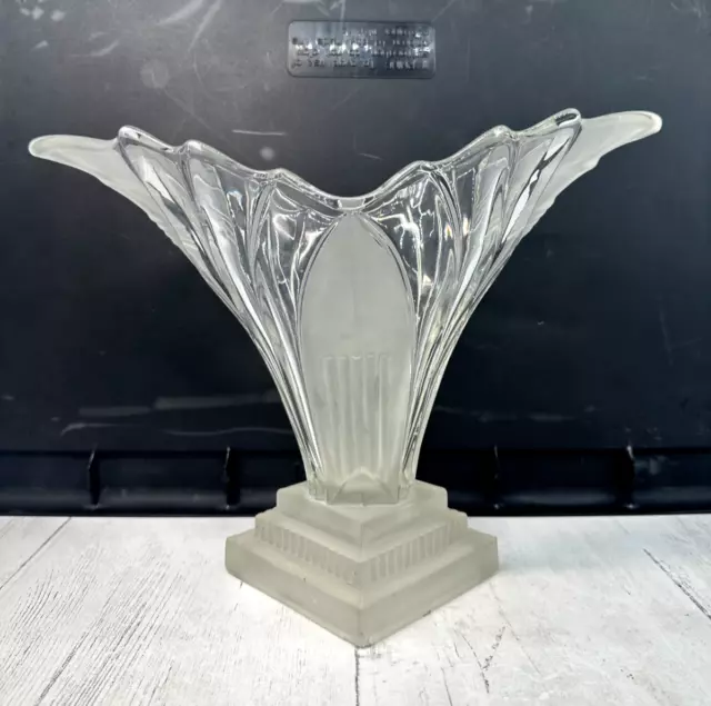 Walther & Sohne Frosted Glass 'Greta' Vase Germany Art Deco Vtg MCM See Photos