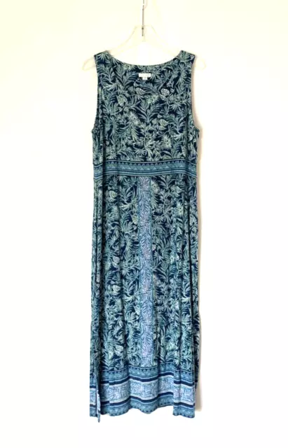 J. Jill Womens Dress Medium Maxi Long Floral Sleeveless Aline Paisley Blue