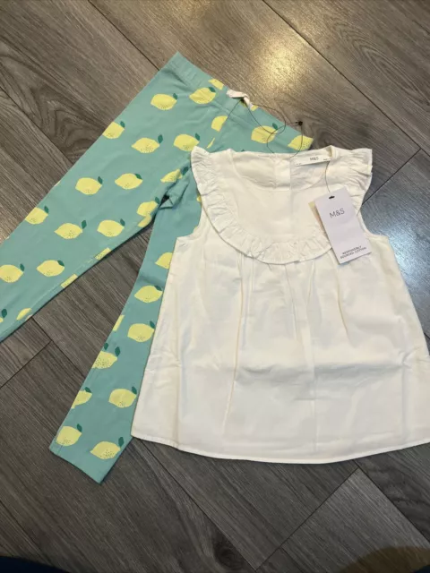 M&S girls age 4-5 top and leggings outfit bundle BNWT