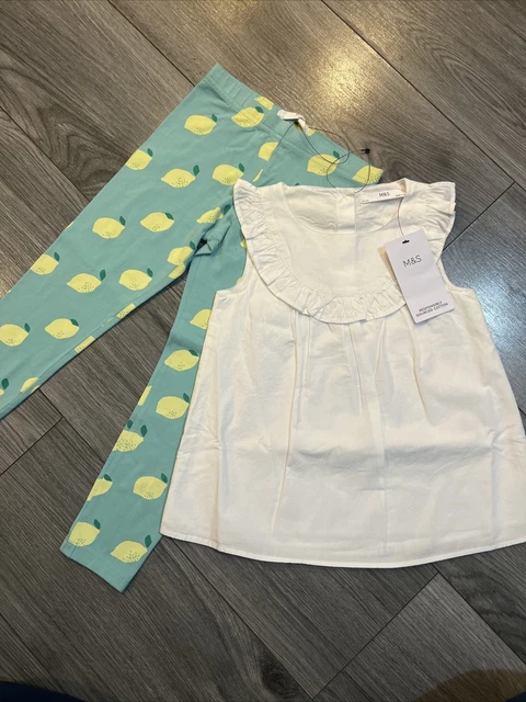 Pacchetto top e leggings ragazze M&S età 4-5 anni nuovo con etichette