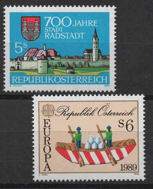 Austria 1989 Sc# 1458+1459 Mint MNH EUROPA boat canoe, Radstadt city wall stamps