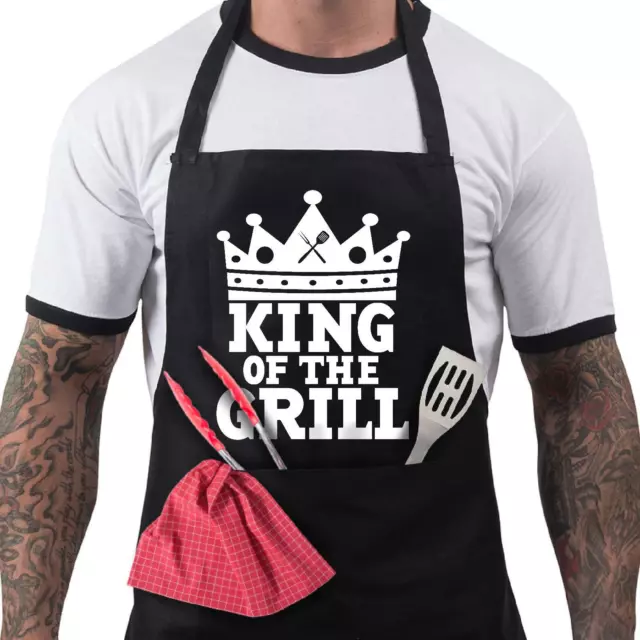 Funny BBQ Apron Novelty Cooking baking Gifts for Men King of grill kitchen