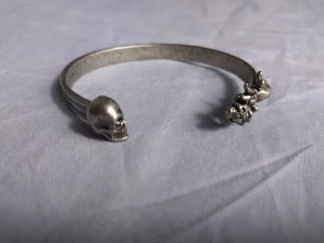 Alexander McQueen Vintage Grey Skull and Spider Bangle Bracelet