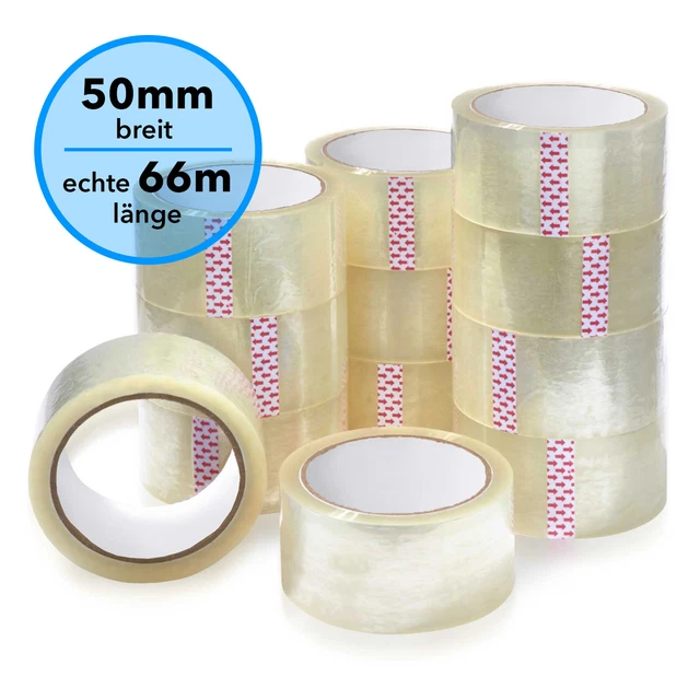 Packband Klebeband Paketband Paketklebeband 50mm - 66m Transparent 1-180 Rollen