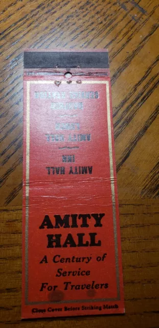 Vintage Matchcover Amity Hall