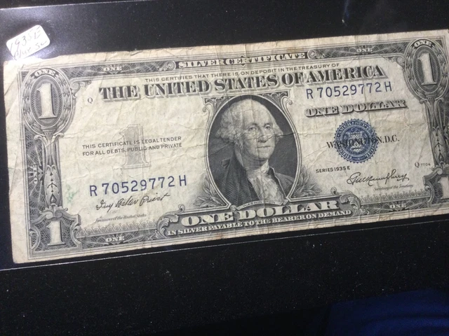RARE 1935 E $1 BLUE Seal SILVER Certificate!! US Paper Money! Series R70529772H