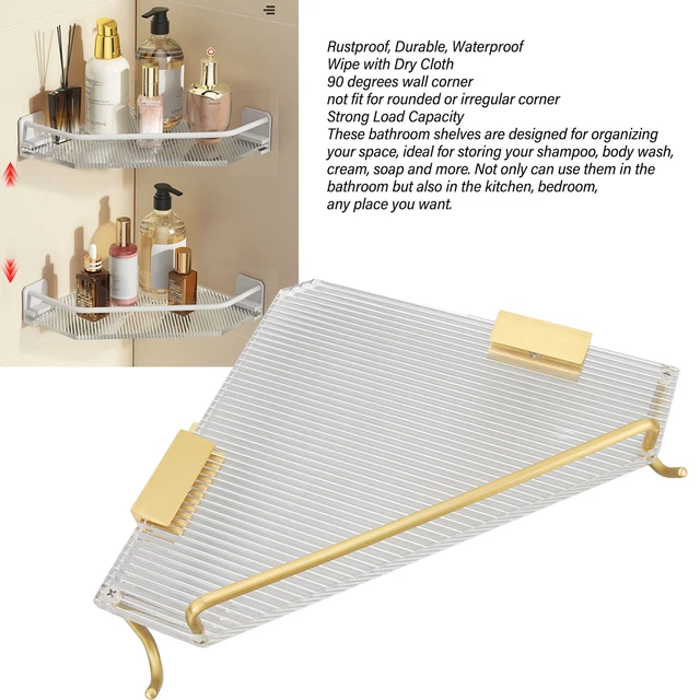 ✪With Hook Corner Shower Caddy Space Aluminum Acrylic Wall Mounted Bathroom