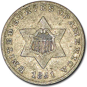 1851 Three Cent Silver VF