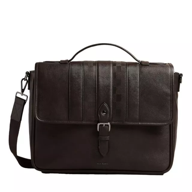 Ted Baker Wayvees Mens Dark Brown Satchel Lap Top Bag Shoulder Strap 266574