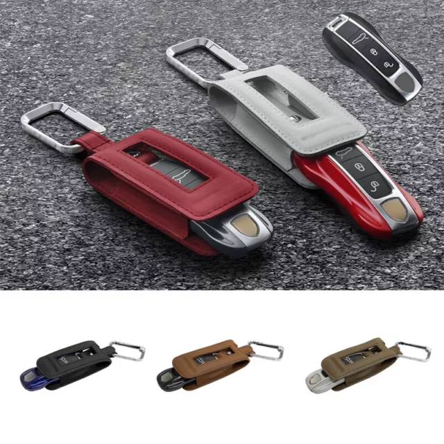 Genuine Leather Car Key Fob Case Cover For Porsche Cayenne Panamera 911 Macan
