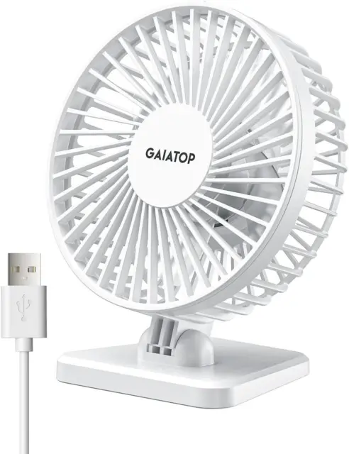 Gaiatop USB Desk Fan, Small But Powerful, Portable Quiet 3 Speeds Wind Desktop