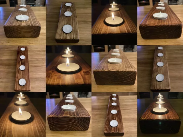 Handmade Solid Wood Rustic Tea Light / Tealight Candle Wooden Holder