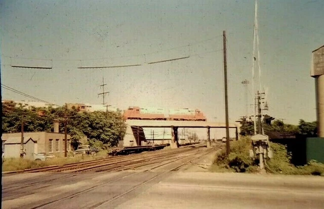DC03 Train Slide Illinois Central IC over bridge over flats 4 engines 1972