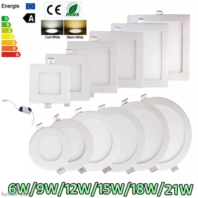 Dimmable Epistar Recessed LED Panel Light 9W 12W 15W 18W 21W Ceiling Down Lights