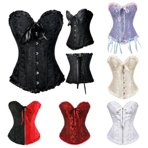 Womens Halloween Corset Bustier Lace Top Sexy Waist Cincher Lingerie Overbust