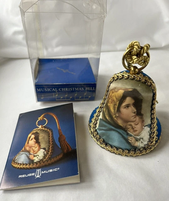 REUGE CHRISTMAS BELL Music Box Mother Mary & Child Plays Oh Come