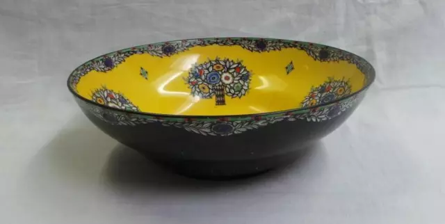 Retro Vintage Black And Yellow Porcelain Medium Bowl Royal Worcester  England