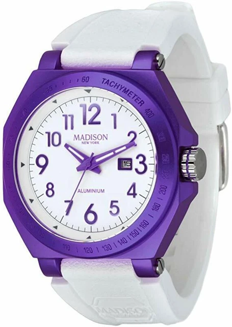 Montre Madison New York Ligne Noire - Bracelet Silicone Coloré Unisexe - Neuf Avec étiquettes