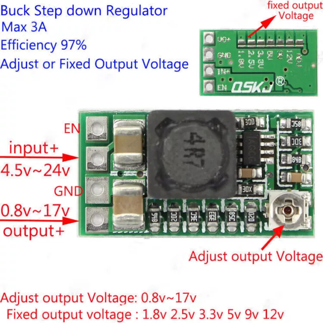 DC-DC Buck Converter Adjustable Mini Step-down Module 1.8V 3.3V 5V 9V 12V 2A