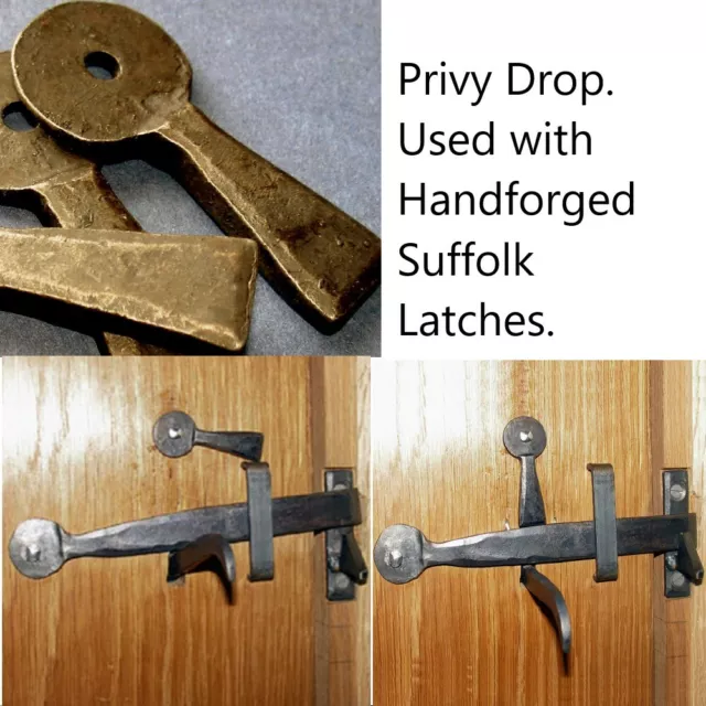 Latch Lock / Privy Drop Forged Iron blacksmith -Lock used with Suffolk latch