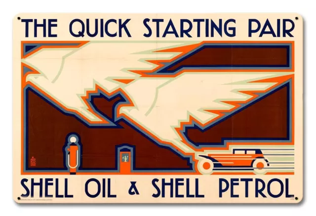 Shell Gas Oil Birds Quick Start 18" Heavy Duty Usa Made Metal Advertising Sign