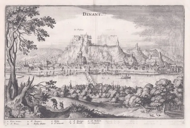 Dinant Région Wallonne Gravure Estampe Gravure sur Cuivre Merian Engraving