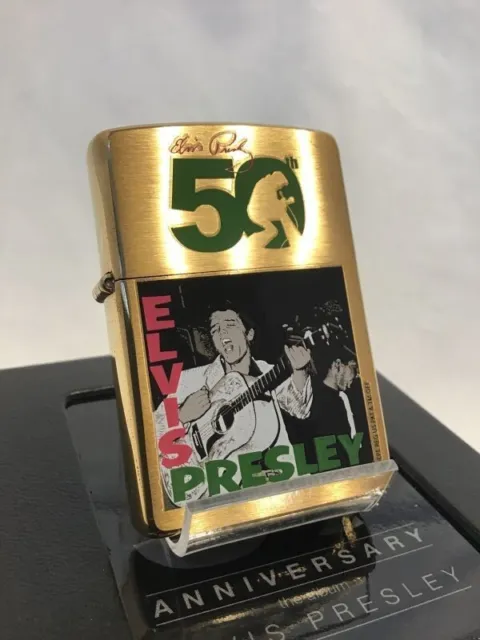Rare Collectable Brass  Elvis Presley 50 Year Anniversary  Zippo Lighter Mint