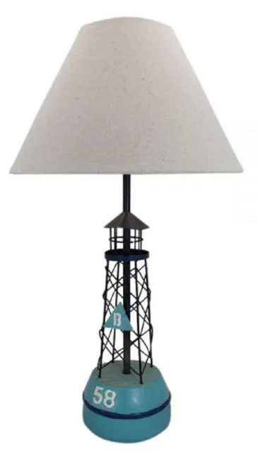 Maritime Tischlampe, Tisch Leuchte Boje, Leuchttonne als Tischleuchte mit Schirm