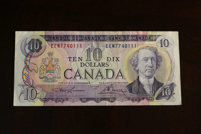 1971 Bank Of Canada Ten 10 Dollar Bank Note Nice Bill Circulated [Rare]!