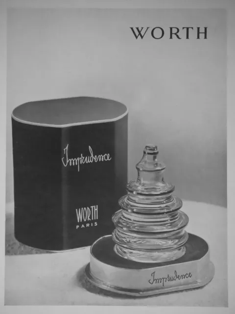 Publicité De Presse 1938 Imprudence Parfum Worth Paris - Advertising