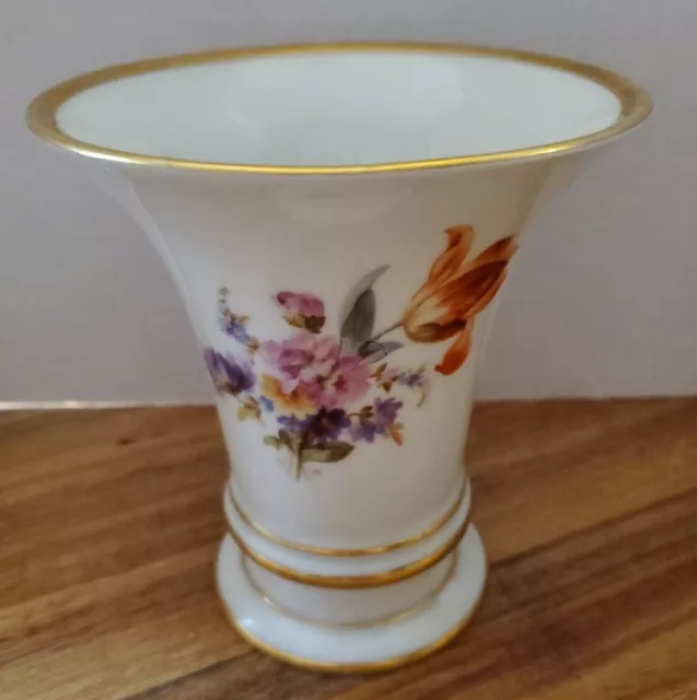 Vintage Vase Floral Design with Gold Edge. Hand painted.Made in Germany.