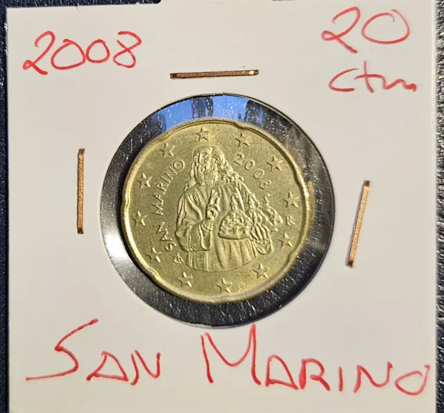 Moneda 20 Centimos San Marino Año 2008. Sin Circular