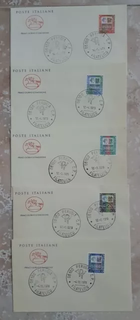 Italia 1978/1979 N. 5 Buste Fdc Cavallino Serie Ordinaria Alti Valori Annullo Pg