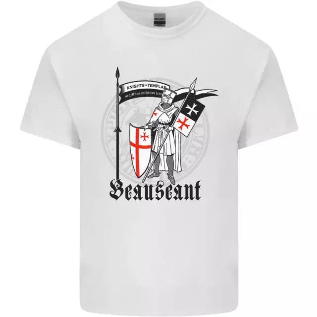 Knights Templar St Georges Day Beauseant Mens Cotton T-Shirt Tee Top