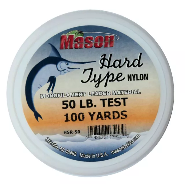 MASON HARD TYPE Nylon 50# Mono Leader Material 100 Yard, Clear  #HSR-50-100YD $49.99 - PicClick