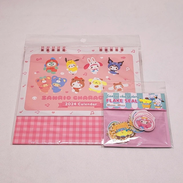SANRIO CHARACTERS DESK Calendar 2024, Flake Sticker seal. 3.20 PicClick