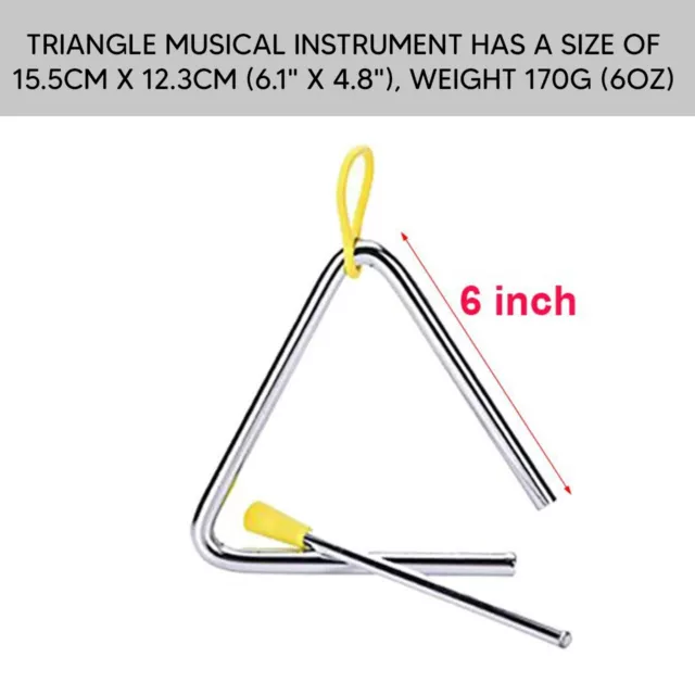 Metal Music Triangle Percussion Instrument Musical with Beater Kids Adults