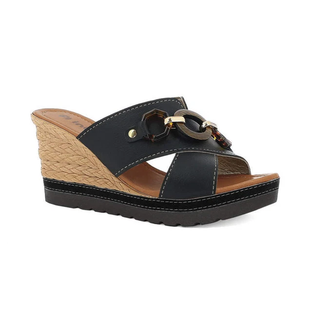 Sandali Donna In Pelle Sintetica Con Plateau E Perline - Eleganti Con Tacco A Zeppa, Comodi E Alla Moda - Foto 11