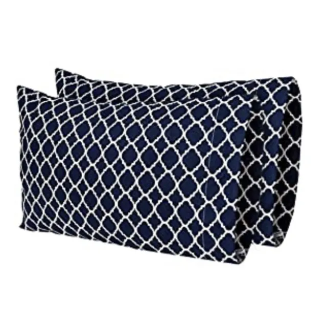 My Pillow/Travel/Toddler Size Pillowcases - Pair of Navy Blue & White 12x18