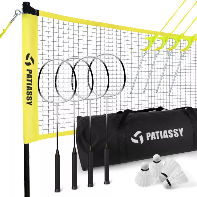 Professional Badminton Net Set Heavy Duty Poles Portable with 4 Players Outdoor