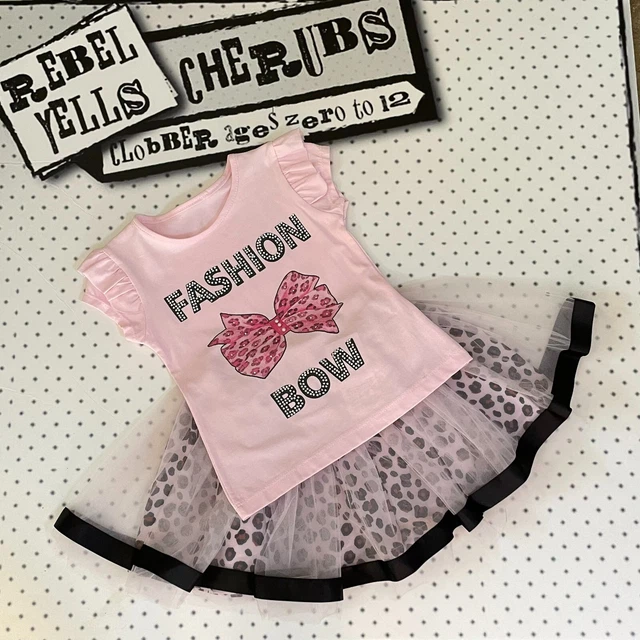 Girls Pink Tutu Set Leopard Print Special Occasion Outfit  Skirt & Top age 1