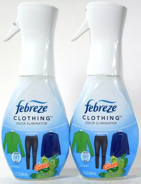 2 BOTTLES FEBREZE 15 Oz Clothing Odor Eliminator With Gain Original Scent  Mist £34.19 - PicClick UK