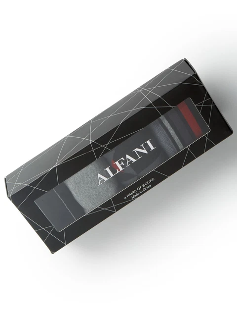 ALFANI Mens 4 Pack Charcoal Gray Rayon Printed Moisture Wicking Crew Socks 7-12