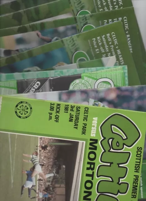 10 x Celtic Home Programmes 1981- 1998 Scottish Premier League Listed 7