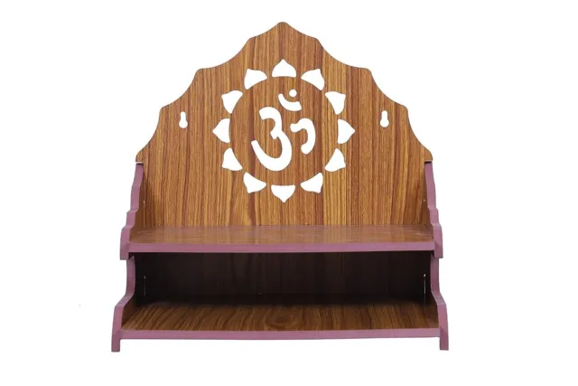 Wall Hanging Wooden Puja Temple for Home, Shop & Office (Size: 29x26x29 cm )