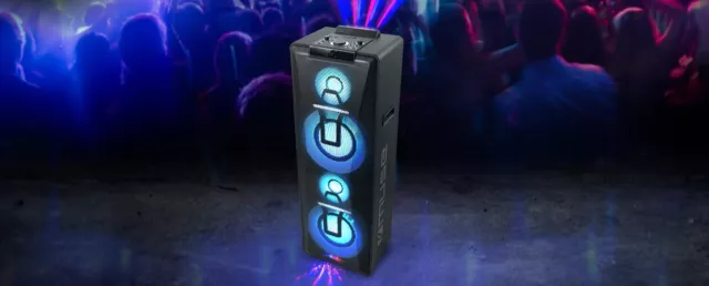 Enceinte Sono DJ à LED Party Box double bluetooth + Micro  BT/CD/AUX USB 1000W 3