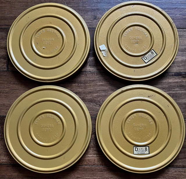 4 Vintage Compco Corp 8mm 400ft Metal Film Reel Canister Can Elder Beerman